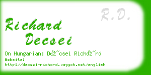 richard decsei business card